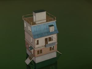 PUBG HOUSE WITH INTERIOR GAME READY LOW POLY 3D 모델