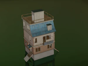 PUBG HOUSE WITH INTERIOR GAME READY LOW POLY 3D Model