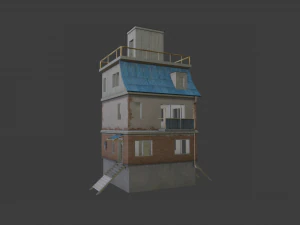 PUBG HOUSE WITH INTERIOR GAME READY LOW POLY 3D Model