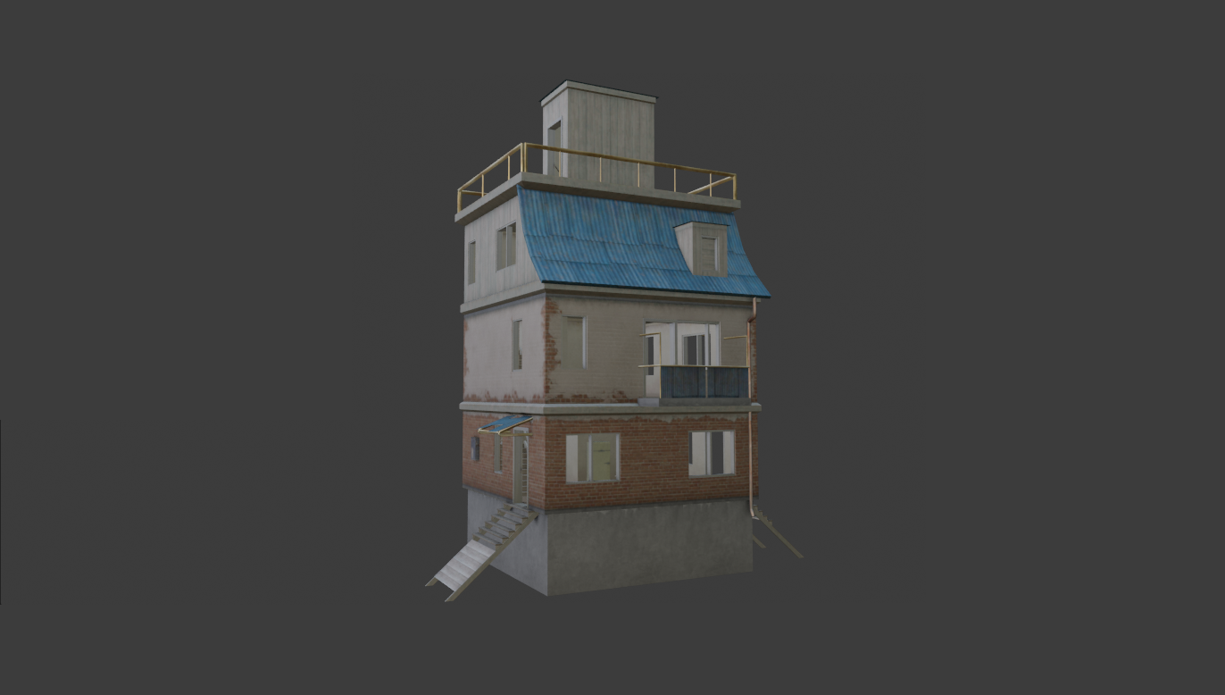 PUBG HOUSE WITH INTERIOR GAME READY LOW POLY 3D Модель in Здания 3DExport