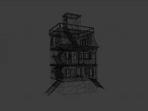 PUBG HOUSE WITH INTERIOR GAME READY LOW POLY 3D Model