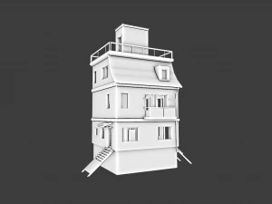 PUBG HOUSE WITH INTERIOR GAME READY LOW POLY 3D Model