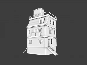 PUBG HOUSE WITH INTERIOR GAME READY LOW POLY 3D Model