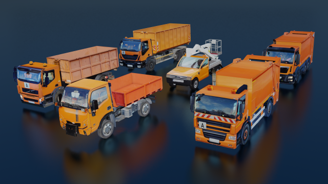 LOW POLY 6 IN 1 VECHICLE GAME READY 3D MODEL 3D मॉडल .c4d .max .obj .3ds .fbx .stl .blend 