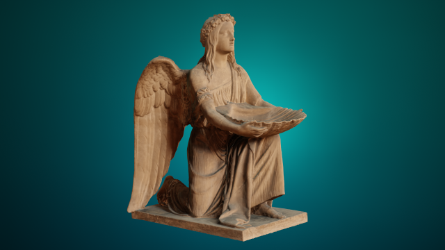 BAPTISMAL ANGEL KNEELING STATUE LOW POLY 3D Model .c4d .max .obj .3ds .fbx .stl .blend 