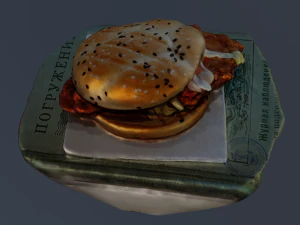 LOW POLY BURGER FOOD GAME READY 3D Model