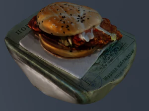 LOW POLY BURGER FOOD GAME READY 3D Model