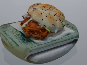 LOW POLY BURGER FOOD GAME READY 3D Model