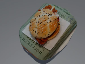 LOW POLY BURGER FOOD GAME READY 3D Model