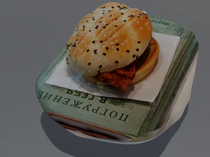 LOW POLY BURGER FOOD GAME READY 3D Model