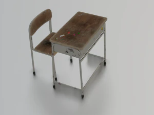 SCHOOL BENCH AND CHAIR SET GAME READY LOW POLY 3D MODEL 3D Model