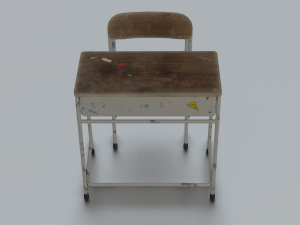 SCHOOL BENCH AND CHAIR SET GAME READY LOW POLY 3D MODEL 3D Model