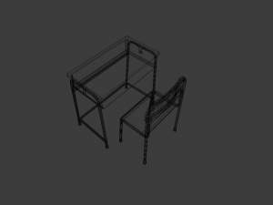 SCHOOL BENCH AND CHAIR SET GAME READY LOW POLY 3D MODEL 3D Model