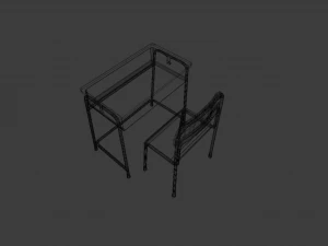 SCHOOL BENCH AND CHAIR SET GAME READY LOW POLY 3D MODEL 3D Model