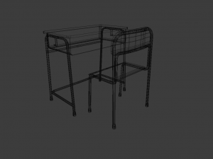 SCHOOL BENCH AND CHAIR SET GAME READY LOW POLY 3D MODEL 3D Model