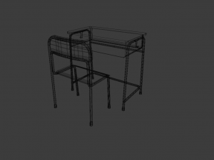 SCHOOL BENCH AND CHAIR SET GAME READY LOW POLY 3D MODEL 3D Model