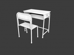 SCHOOL BENCH AND CHAIR SET GAME READY LOW POLY 3D MODEL 3D Model