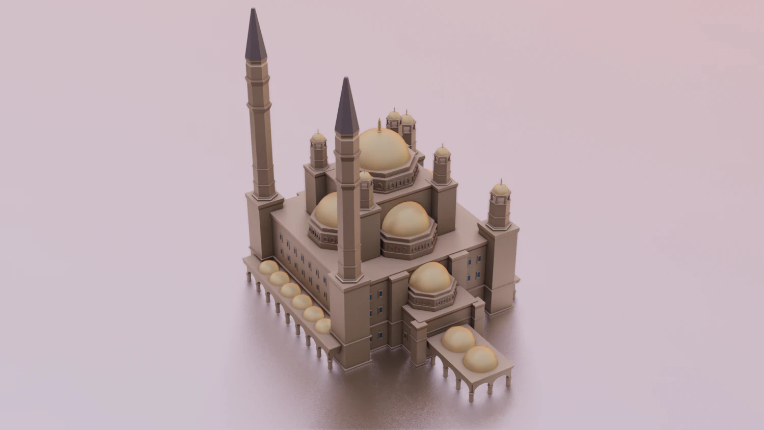 MOSQUE GAME READY LOW POLY 3D Model .c4d .max .obj .3ds .fbx .stl .blend 