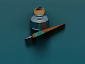 INK BOTTLE GAME READY LOWPOLY 3D Model
