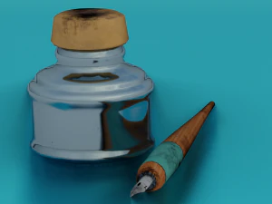 INK BOTTLE GAME READY LOWPOLY 3D Model