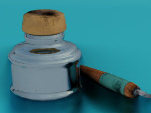 INK BOTTLE GAME READY LOWPOLY Modèle 3D