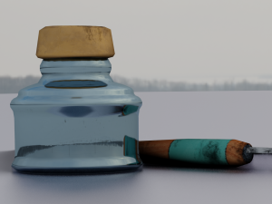 INK BOTTLE GAME READY LOWPOLY Modèle 3D