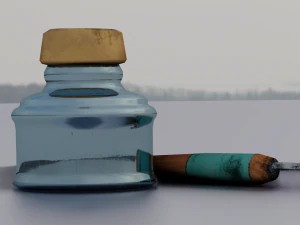 INK BOTTLE GAME READY LOWPOLY 3D Model