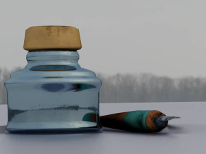 INK BOTTLE GAME READY LOWPOLY 3D Model