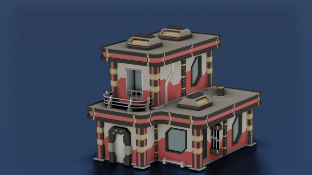 SCI- FI BUILDING POLY GAME READY 3D Модель .c4d .max .obj .3ds .fbx .stl .blend 