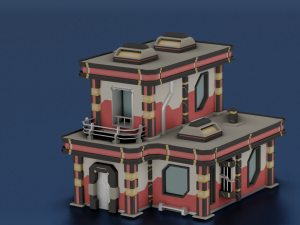 SCI- FI BUILDING POLY GAME READY 3D Model