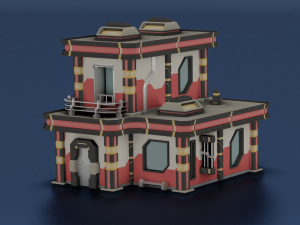 SCI- FI BUILDING POLY GAME READY 3D Модель