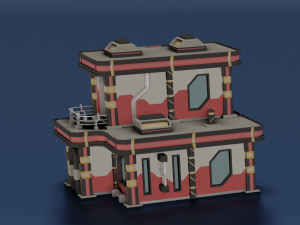 SCI- FI BUILDING POLY GAME READY 3D Модель