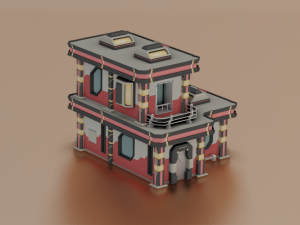 SCI- FI BUILDING POLY GAME READY 3D Модель