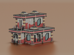 SCI- FI BUILDING POLY GAME READY 3D Модель
