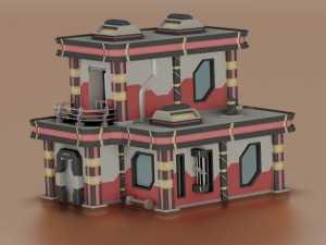 SCI- FI BUILDING POLY GAME READY 3D Модель