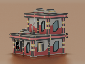 SCI- FI BUILDING POLY GAME READY 3D Модель