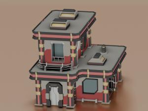 SCI- FI BUILDING POLY GAME READY 3D Модель