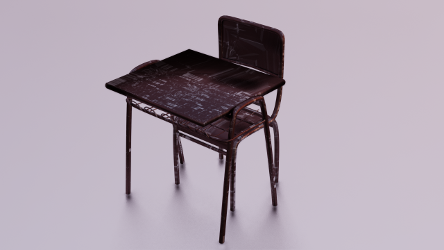SCHOOL BENCH AND CHAIR SET GAME READY LOW POLY 3D MODEL Model 3D .c4d .max .obj .3ds .fbx .stl .blend 