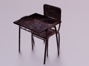 SCHOOL BENCH AND CHAIR SET GAME READY LOW POLY 3D MODEL 3D Model