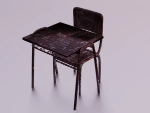 CONJUNTO DE BANCO E CADEIRA ESCOLAR PRONTO PARA JOGO LOW POLY MODELO 3D Modelo 3D