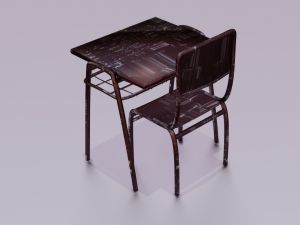 SCHOOL BENCH AND CHAIR SET GAME READY LOW POLY 3D MODEL Model 3D