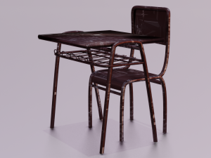 SCHOOL BENCH AND CHAIR SET GAME READY LOW POLY 3D MODEL Model 3D