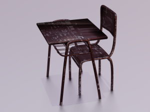 SCHOOL BENCH AND CHAIR SET GAME READY LOW POLY 3D MODEL Model 3D