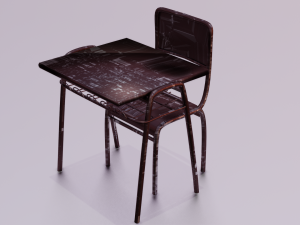 SCHOOL BENCH AND CHAIR SET GAME READY LOW POLY 3D MODEL Model 3D