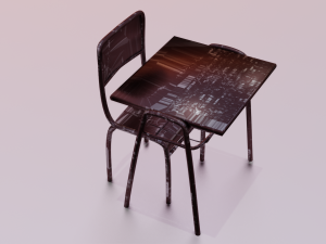 SCHOOL BENCH AND CHAIR SET GAME READY LOW POLY 3D MODEL Model 3D