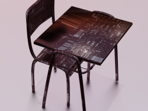 SCHOOL BENCH AND CHAIR SET GAME READY LOW POLY 3D MODEL Model 3D
