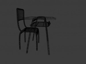 SCHOOL BENCH AND CHAIR SET GAME READY LOW POLY 3D MODEL Model 3D