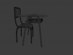 SCHOOL BENCH AND CHAIR SET GAME READY LOW POLY 3D MODEL Model 3D