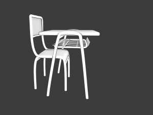 SCHOOL BENCH AND CHAIR SET GAME READY LOW POLY 3D MODEL Model 3D