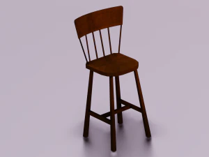WOODEN CHAIR LOW POLY GAME READY 3D Model
